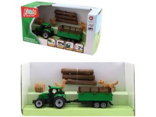 Obrázek z Traktor zelený s vlečkou a příslušenstvím 18cm v krabičce 